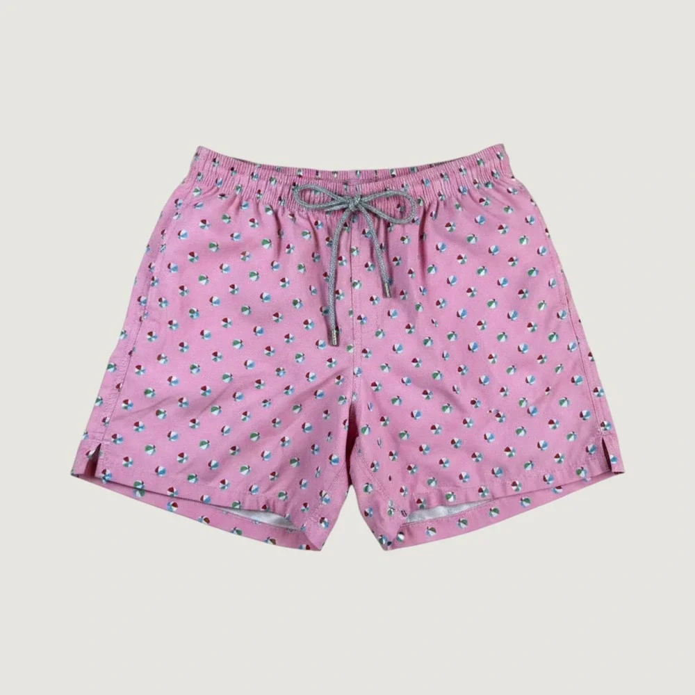 Kenny Flowers Mens Pink Beach Ball Print Swim Trunks XL Quick Dry Board Shorts